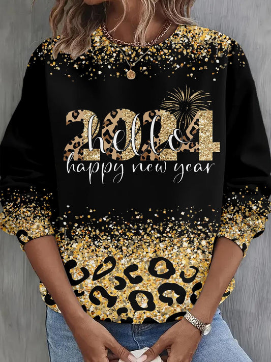 Hello 2024 Long Sleeve Casual Top