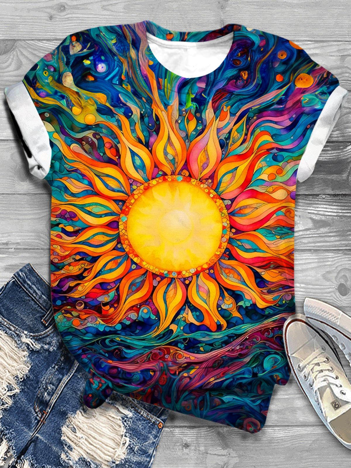 Abstract Sun Art Crew Neck T-shirt