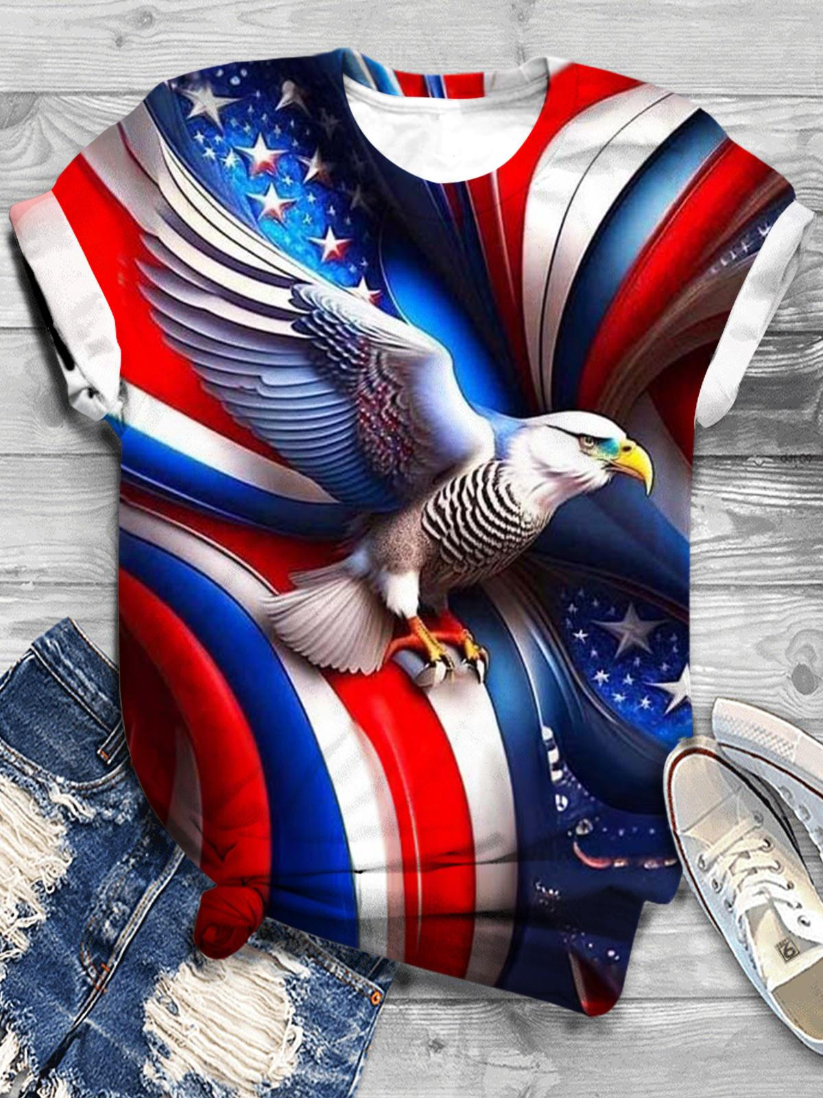 Star Stripe Eagle Crew Neck T-shirt