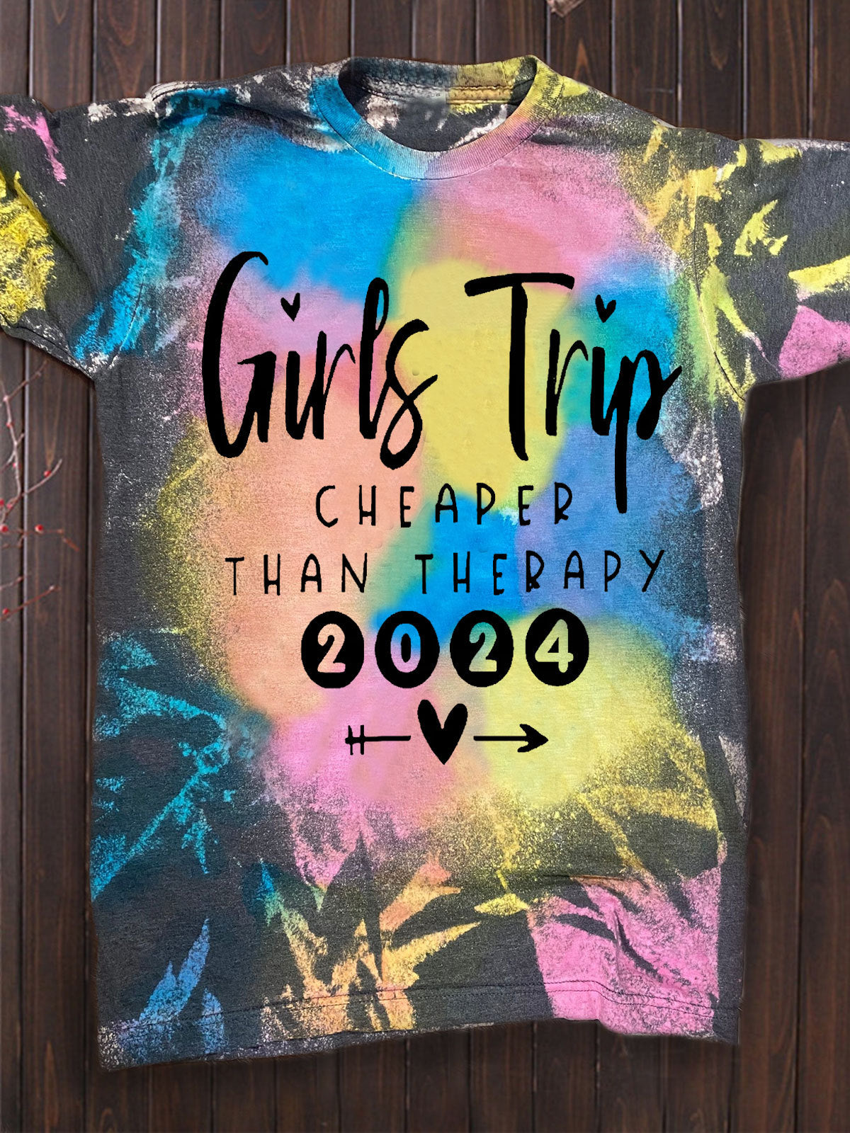 Women's Girls Trip Tie Dye Print Crew Neck Top