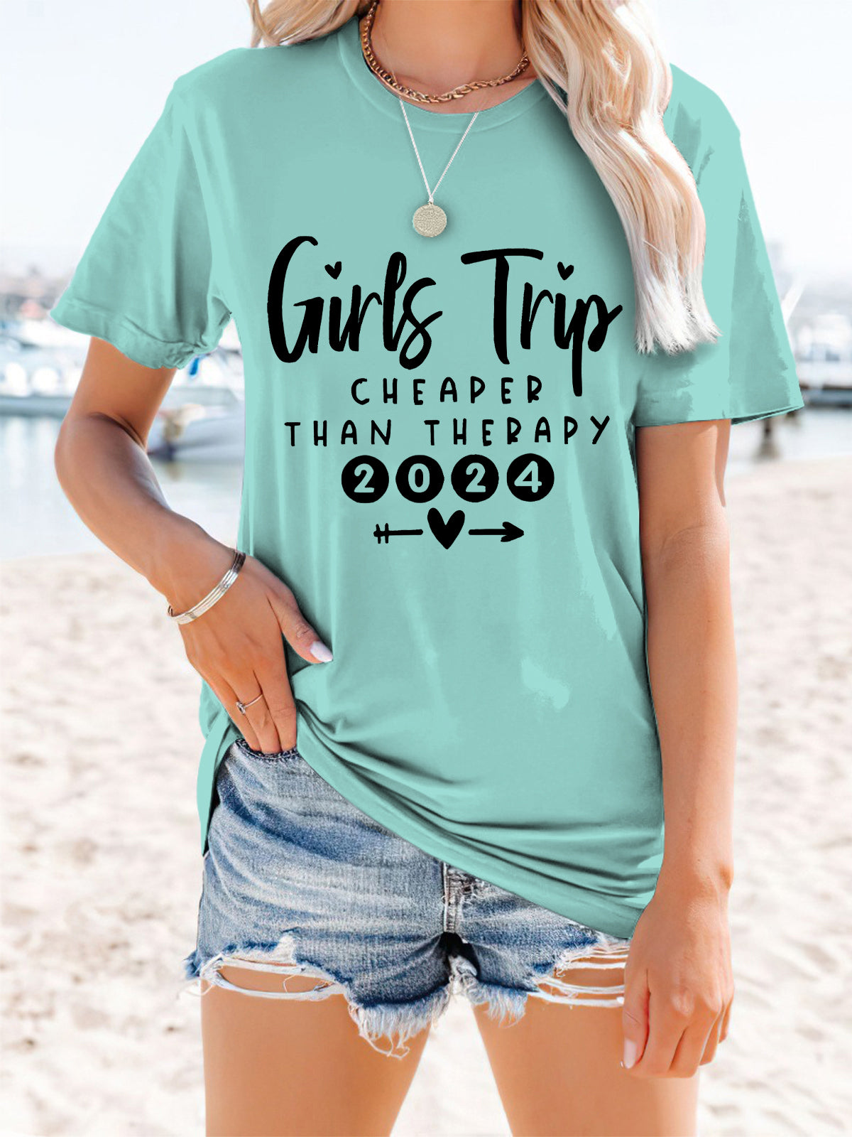 Girls Trip 2024 Cheaper Than Therapy Casual Short Sleeve T-shirt