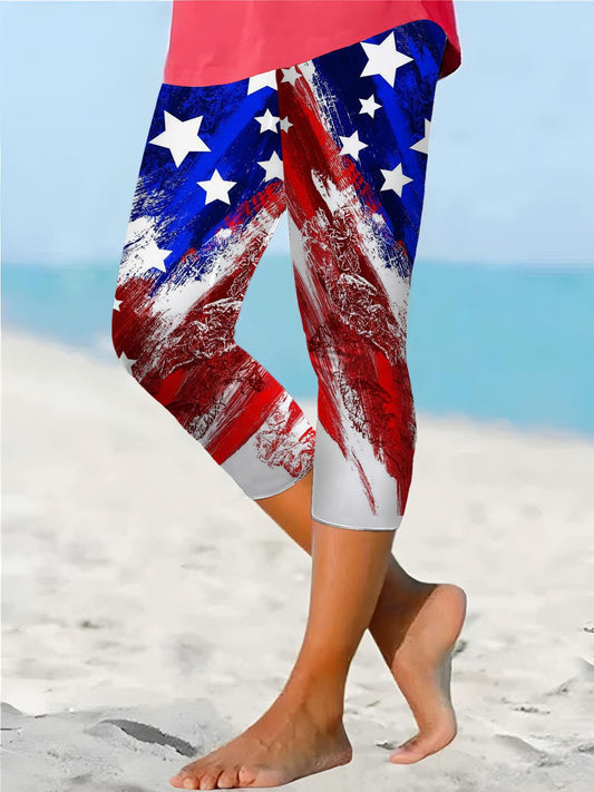 Flag Independence Day Print Leggings