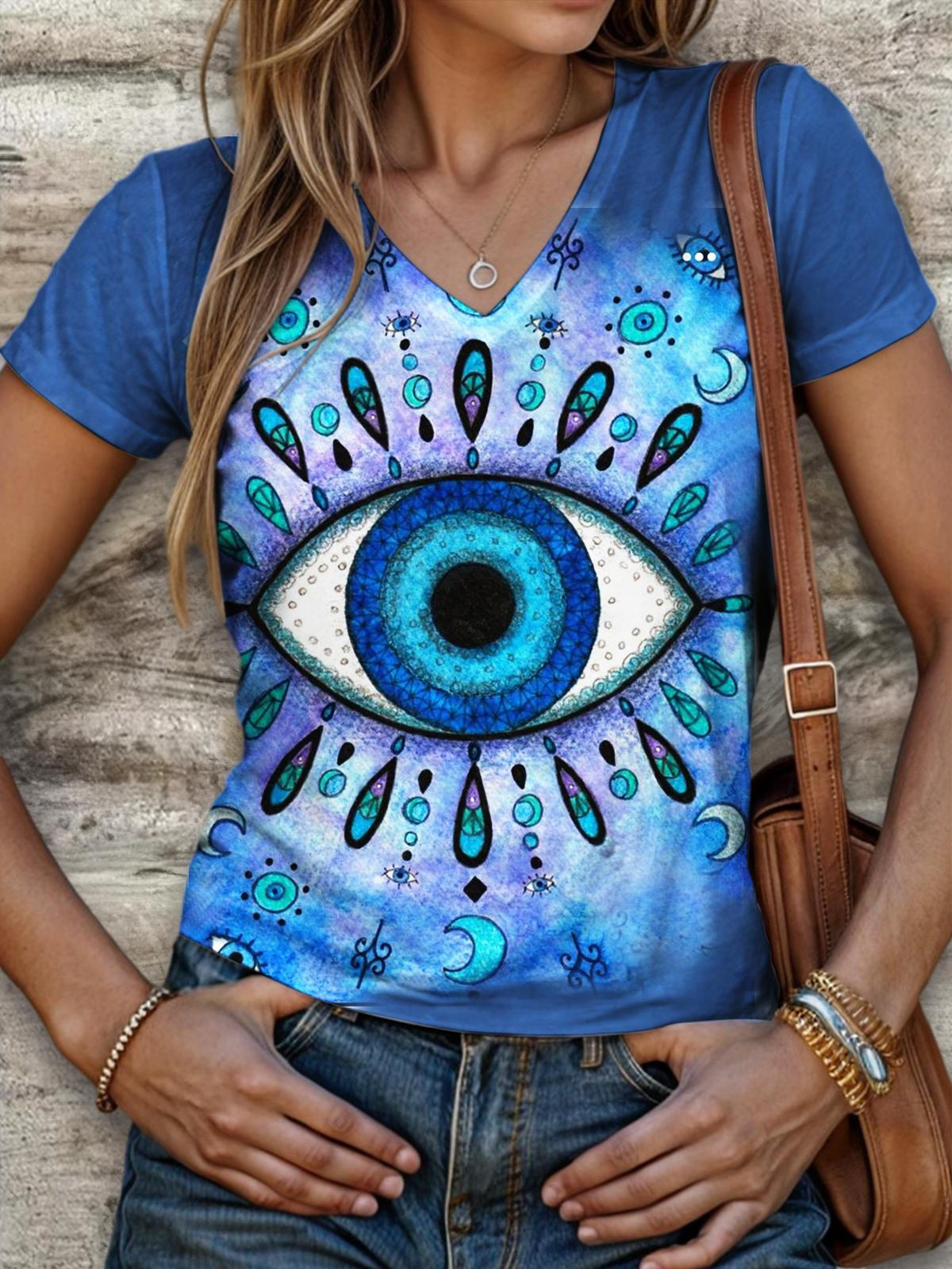 Art Eye Print Casual Top