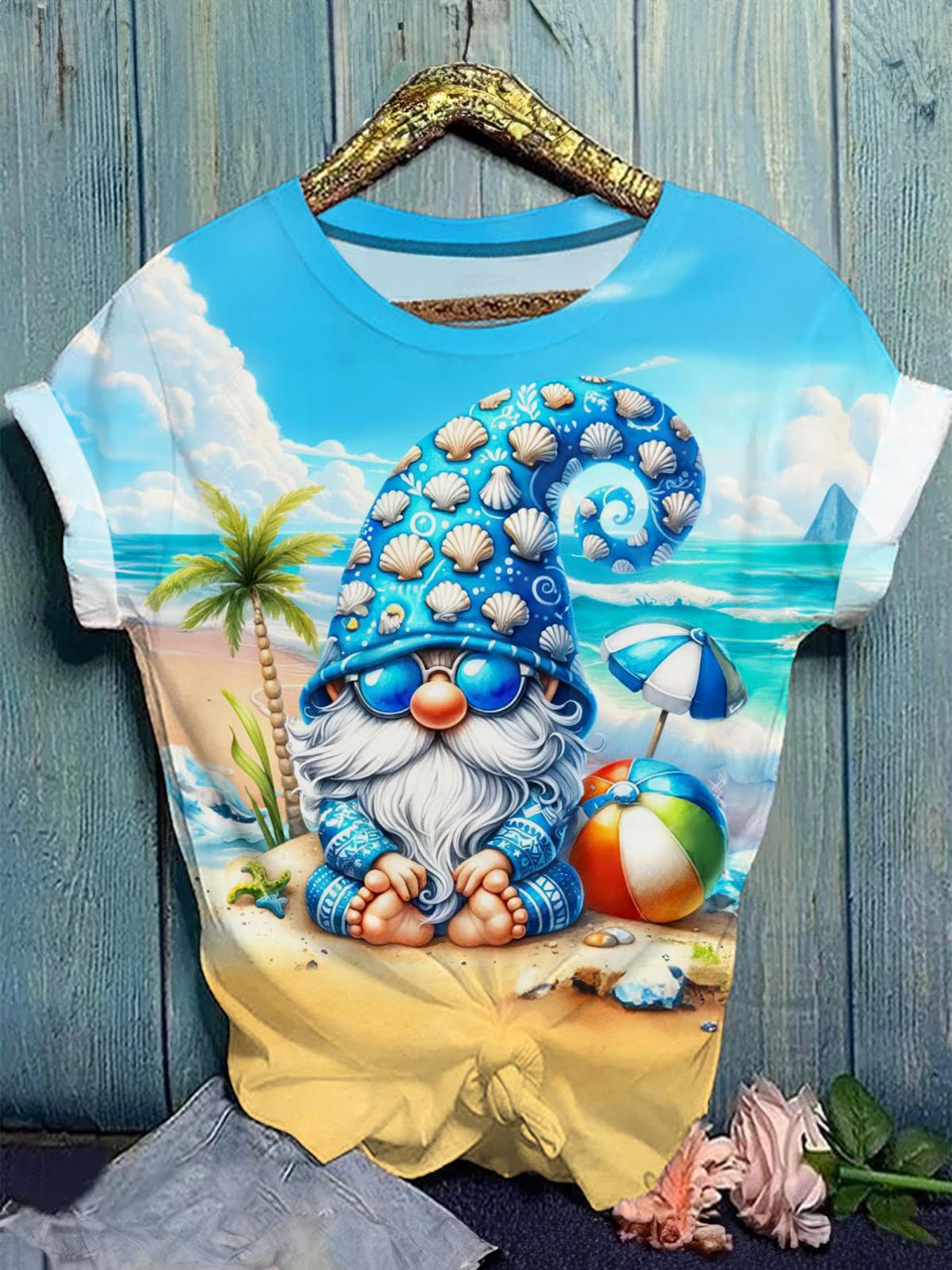 Beach Shell Gnome Crew Neck T-shirt