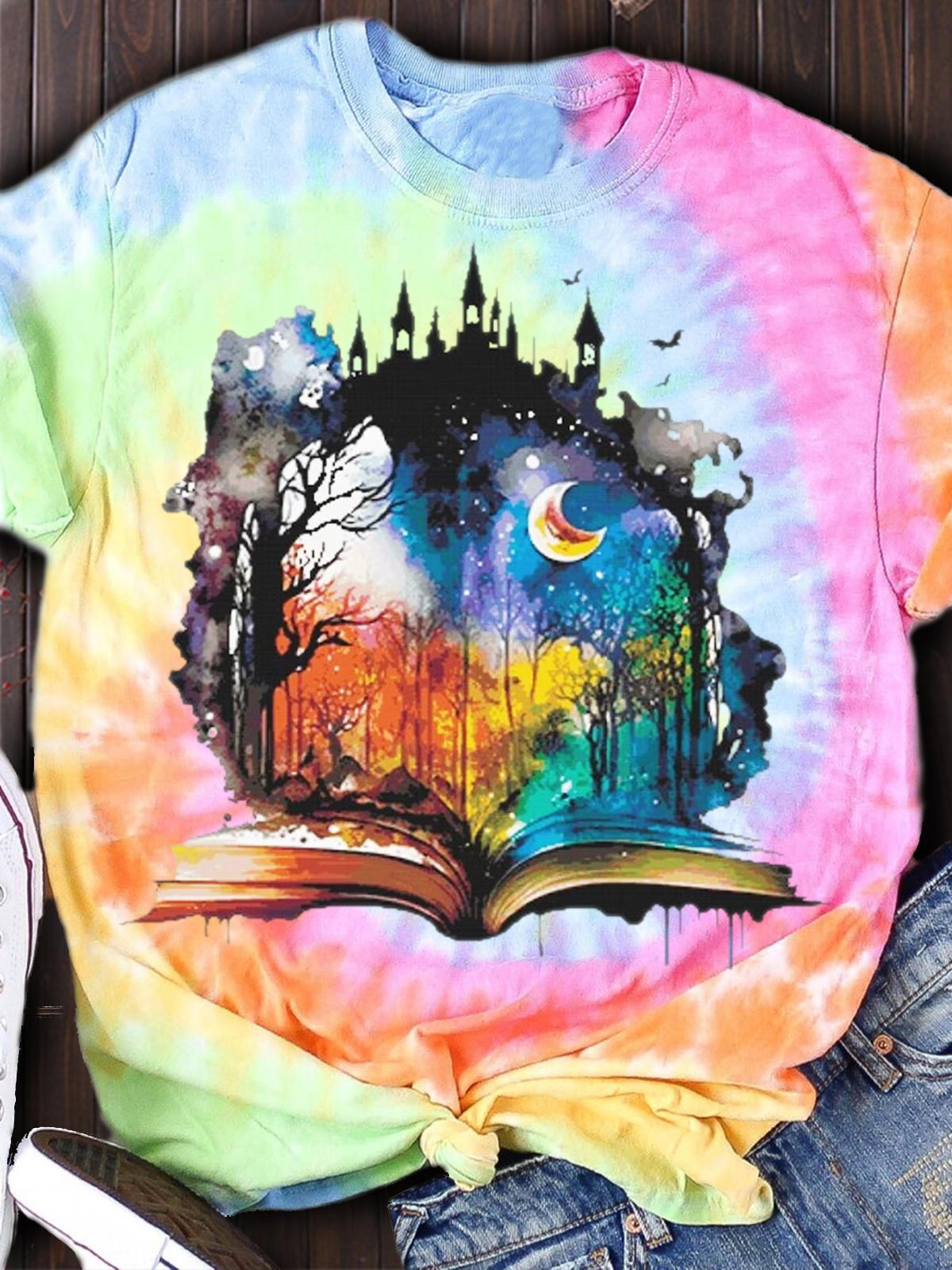 Magic Book Tie Dye Printed Casual Top