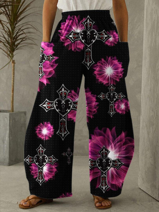 Women's Faith Cross Print Casual Pants