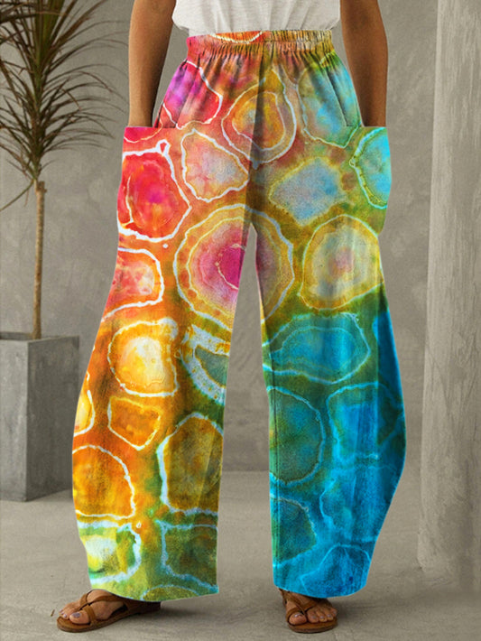 Rainbow Turtle Tie Dye Print Casual Pants