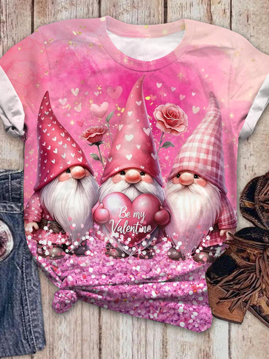 Be My Valentine Gnome Crew Neck T-shirt