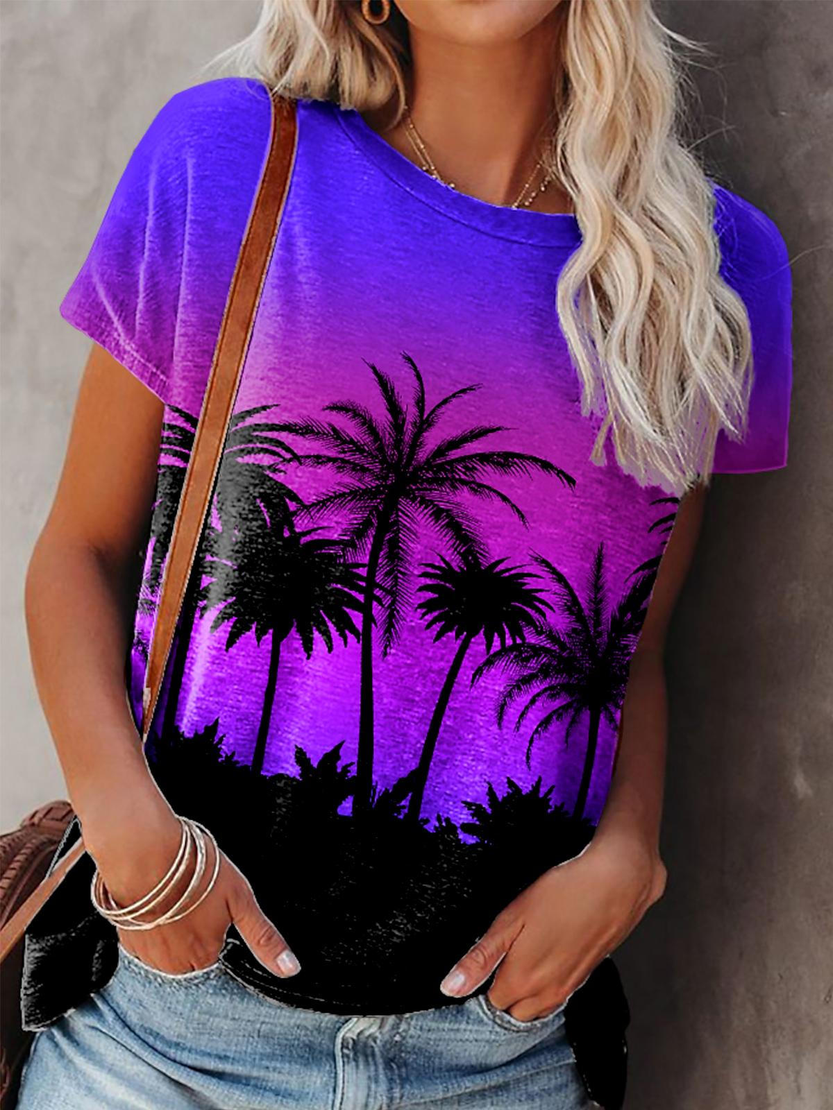 Hawaiian Coconut Tree Crew Neck T-shirt