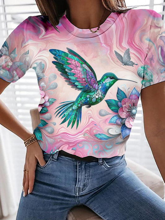 Mint Green Hummingbird Crew Neck T-shirt