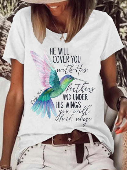 Hummingbird Funny Word Crew Neck T-shirt