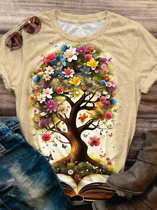 Women's Book Tree of Life Print Top