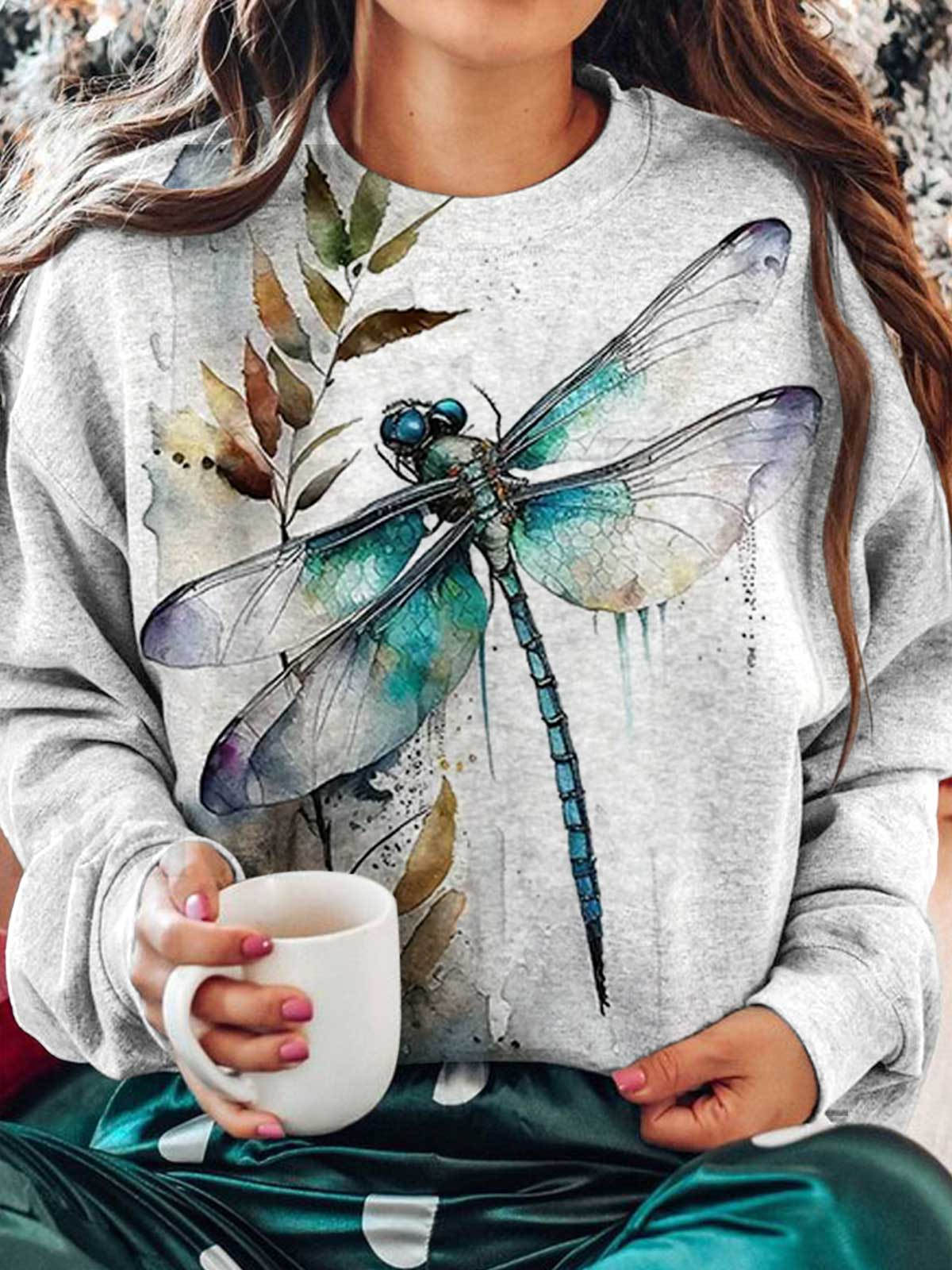 Women's Dragonfly Print Long Sleeve Top