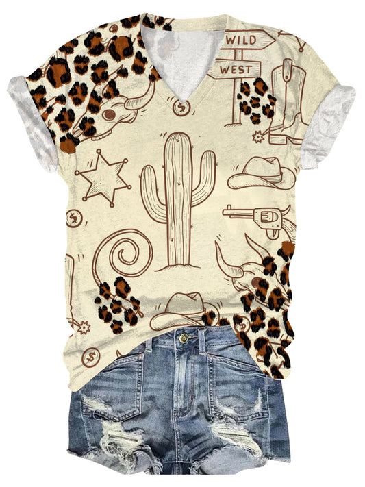 Wild West V-Neck Short Sleeve T-Shirt