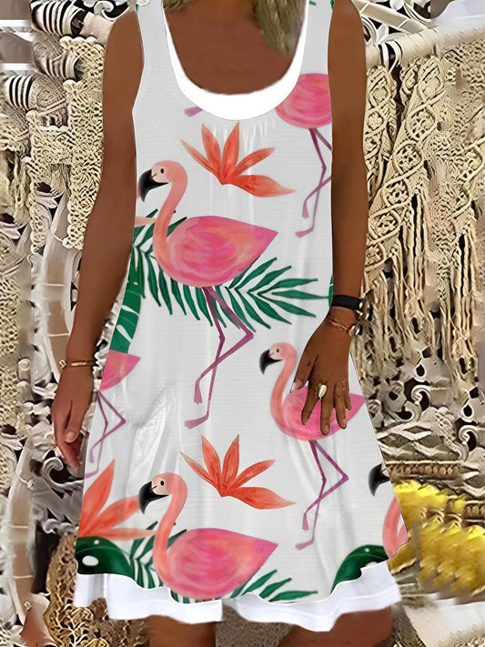 Summer Flamingo Print Dress