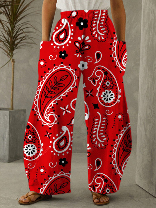 Paisley Print Casual Pants